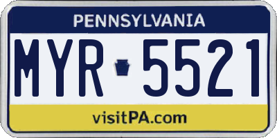 PA license plate MYR5521