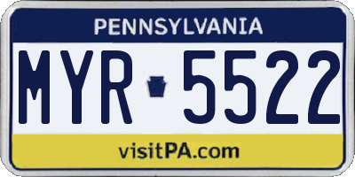 PA license plate MYR5522