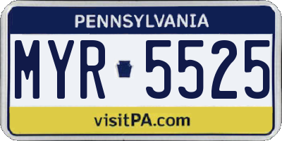 PA license plate MYR5525