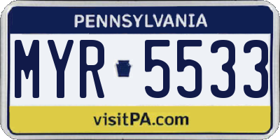 PA license plate MYR5533