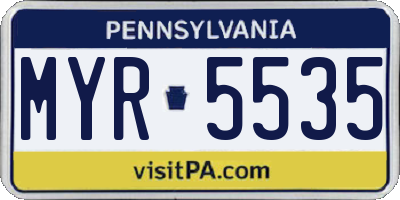 PA license plate MYR5535