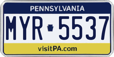 PA license plate MYR5537