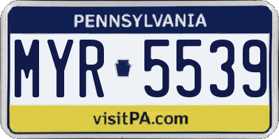 PA license plate MYR5539