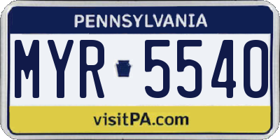 PA license plate MYR5540