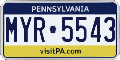 PA license plate MYR5543