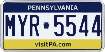 PA license plate MYR5544