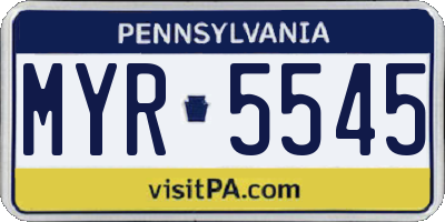 PA license plate MYR5545