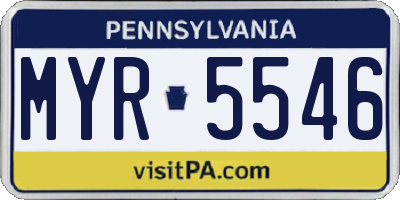 PA license plate MYR5546