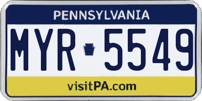 PA license plate MYR5549