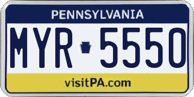 PA license plate MYR5550
