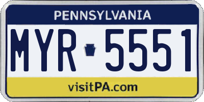 PA license plate MYR5551