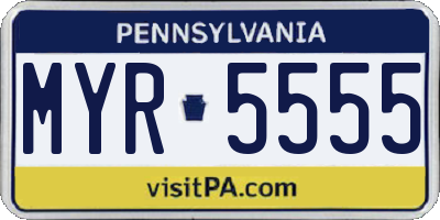 PA license plate MYR5555