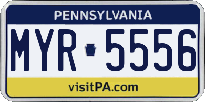 PA license plate MYR5556