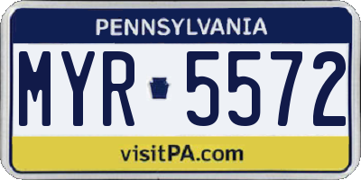 PA license plate MYR5572