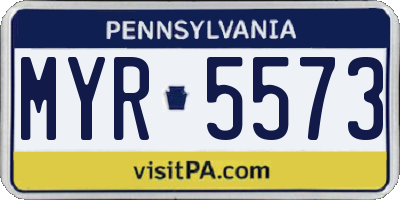 PA license plate MYR5573
