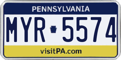 PA license plate MYR5574