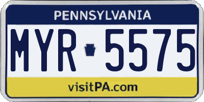 PA license plate MYR5575