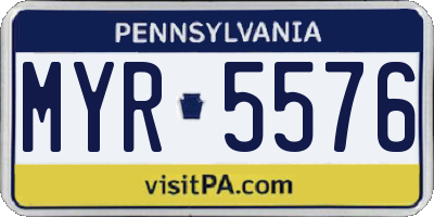 PA license plate MYR5576