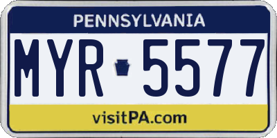 PA license plate MYR5577