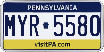 PA license plate MYR5580