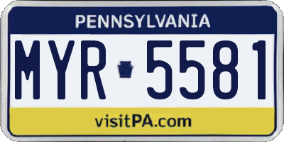 PA license plate MYR5581