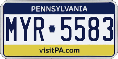 PA license plate MYR5583