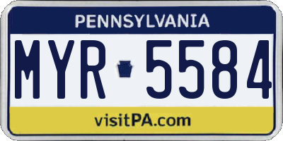 PA license plate MYR5584