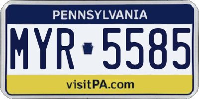 PA license plate MYR5585