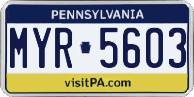 PA license plate MYR5603