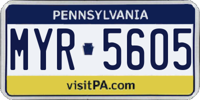 PA license plate MYR5605