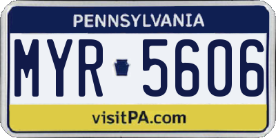 PA license plate MYR5606