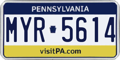 PA license plate MYR5614