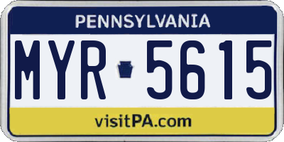 PA license plate MYR5615