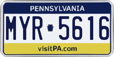 PA license plate MYR5616