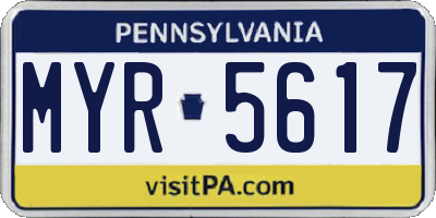 PA license plate MYR5617