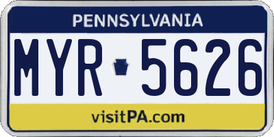 PA license plate MYR5626