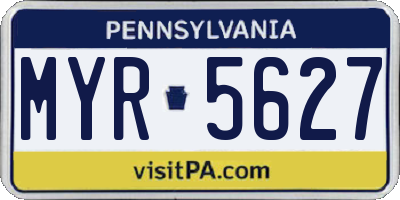 PA license plate MYR5627