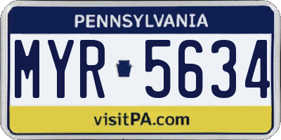 PA license plate MYR5634