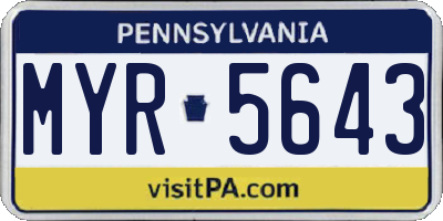 PA license plate MYR5643