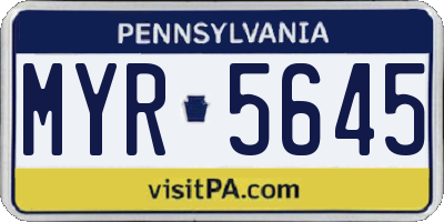 PA license plate MYR5645