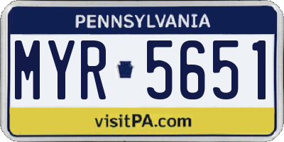 PA license plate MYR5651