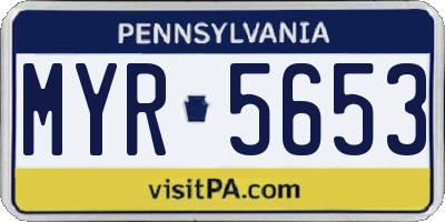PA license plate MYR5653