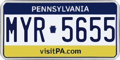 PA license plate MYR5655