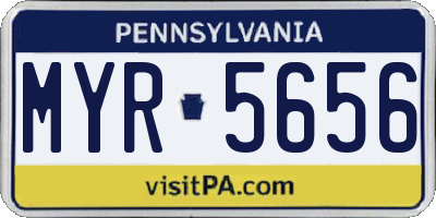 PA license plate MYR5656