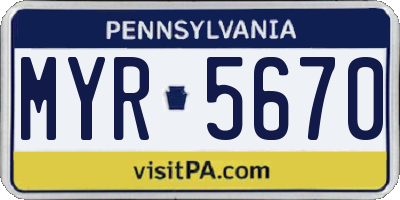 PA license plate MYR5670