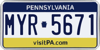 PA license plate MYR5671