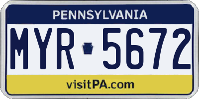 PA license plate MYR5672
