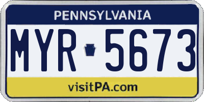 PA license plate MYR5673