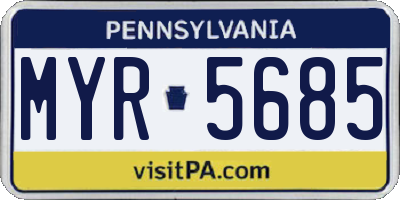 PA license plate MYR5685