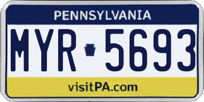 PA license plate MYR5693